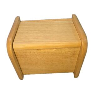 Vintage Wooden Recipe Box Light Wood Card Holder Kitchen Storage Organizer Retro